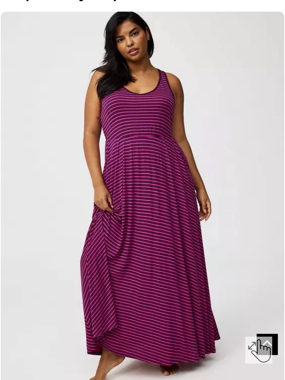 Sleeveless Plus Size Striped Maxi Dress in Magenta